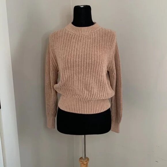 Aritzia Wilfred Essential Chenille Sweater Relaxed Fit Crewneck Neutral XXS - Picture 3 of 6